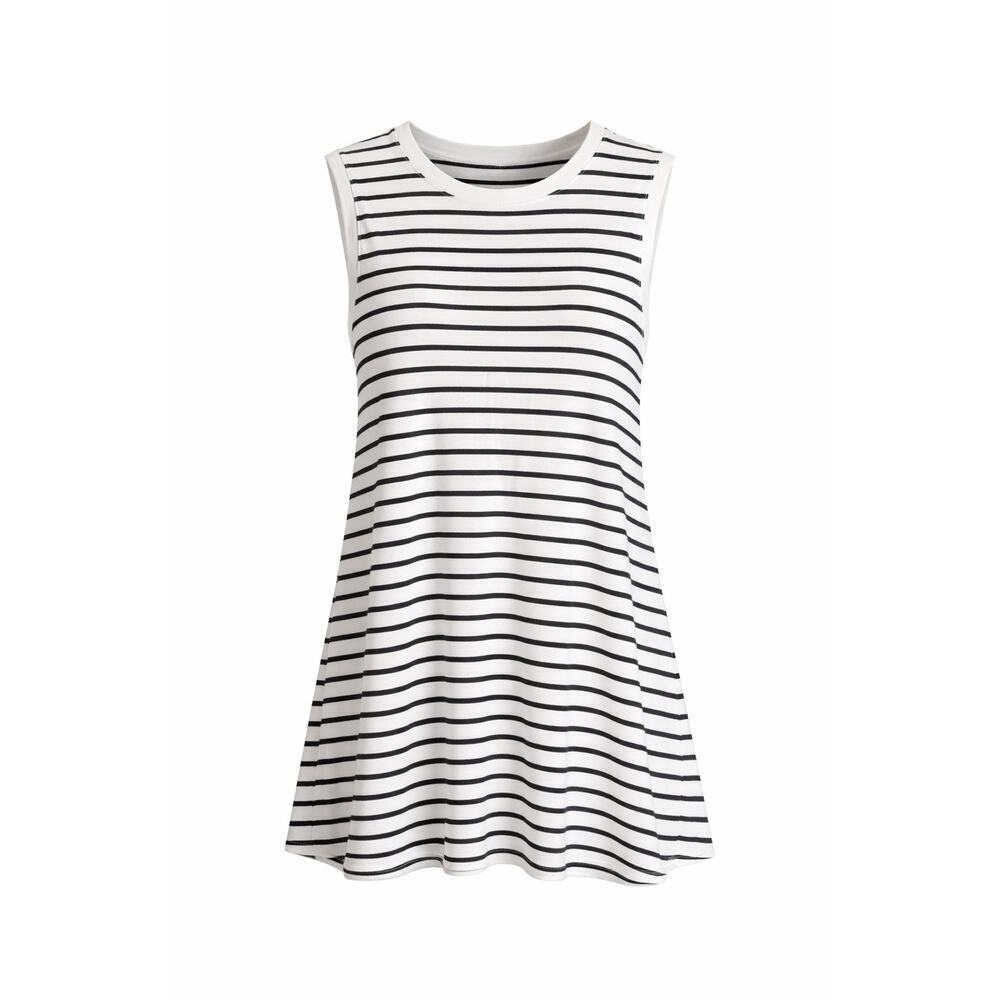Daily Ritual Women’s Striped Swing Tunic Tank XL Black White Muscle Sleeve